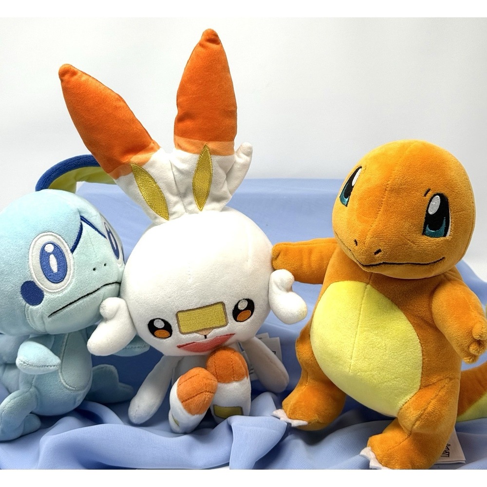 Pokémon Plush Lot Charmander Scorbunny Sobble 2022 Soft Stuffed Toys Bundle 8"